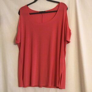 SLINKY BRAND Coral Short Sleeve Cold Shoulder Scoop Neck Liquid Knit Top XL